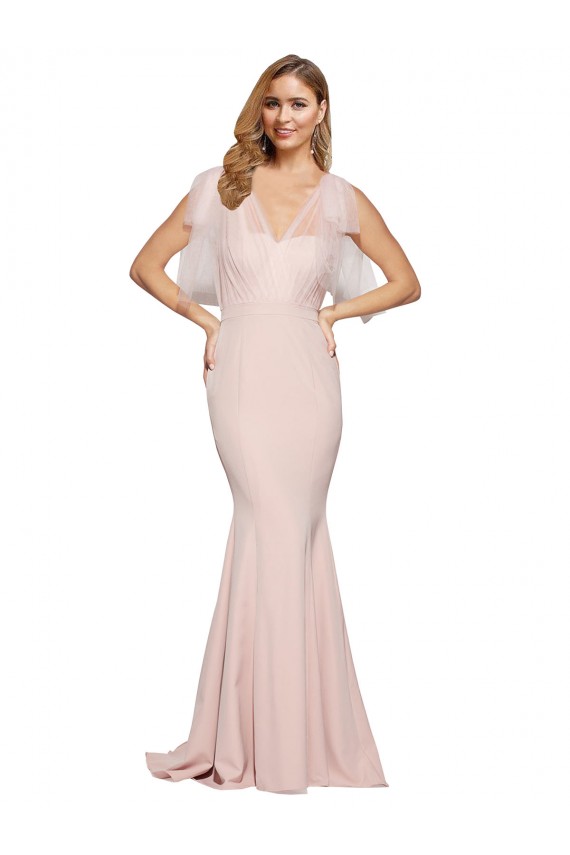 Sleeveless Sweetheart Stretch Crepe & Tulle Mauve Long Formal Dress / Bridesmaid Dress Cardiff