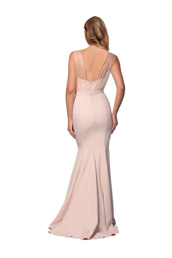Sleeveless Sweetheart Stretch Crepe & Tulle Nude Long Formal Evening Gown / Prom Dress / Bridesmaid Dress Cardiff