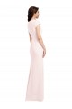 Cap Sleeves V-Neck Stretch Crepe Pink Long Formal Evening Gown / Prom Dress / Bridesmaid Dress Cardiff