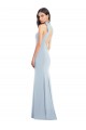 Sleeveless High Neck Stretch Crepe Light Sky Blue Long Semi Formal Evening Dress / Prom Dress / Bridesmaid Dress Cardiff