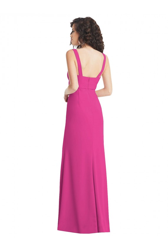 Sleeveless Square Neck Stretch Crepe Fuchsia Long Semi Formal Evening Dress / Prom Dress / Bridesmaid Dress Cardiff