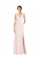 Sleeveless V-Neck Stretch Crepe Pink Long Black Tie Evening Dress / Prom Dress / Bridesmaid Dress Cardiff