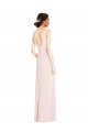 Sleeveless V-Neck Stretch Crepe Pink Long Black Tie Evening Dress / Prom Dress / Bridesmaid Dress Cardiff