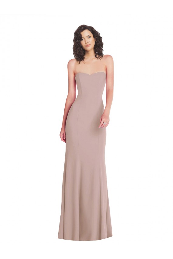 Sleeveless Strapless Stretch Crepe Dusty Pink Long Formal Dress / Bridesmaid Dress Cardiff