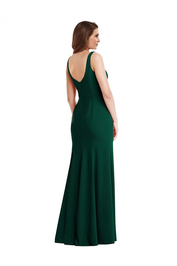 Sleeveless Square Neck Stretch Crepe Midnight Green Long Semi Formal Evening Dress / Prom Dress / Bridesmaid Dress Cardiff