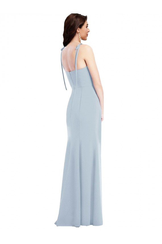 Sleeveless Strapless Stretch Crepe Light Sky Blue Long Bridesmaid Dress / Formal Dress Cardiff