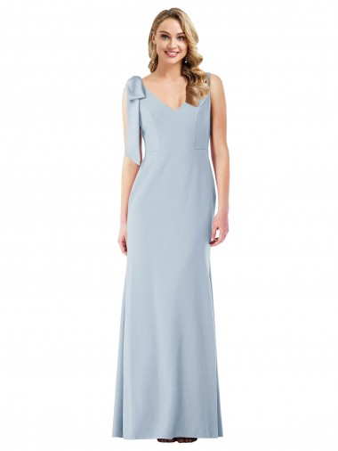 Sleeveless V-Neck Stretch Crepe Light Sky Blue Long Semi Formal Evening Dress / Prom Dress / Bridesmaid Dress Cardiff