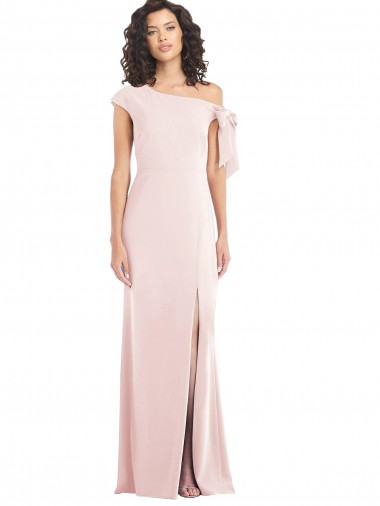 Cap Sleeves Off the Shoulder Stretch Crepe Pink Long Formal Evening Gown / Prom Dress / Bridesmaid Dress Cardiff