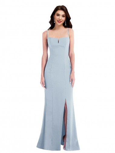 Sleeveless Spaghetti Straps Stretch Crepe Light Sky Blue Long Formal Evening Gown / Prom Dress / Bridesmaid Dress Cardiff