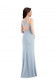 Sleeveless V-Neck Stretch Crepe Light Sky Blue Long Evening Dress / Bridesmaid Dress Cardiff