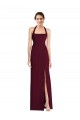 Sleeveless Halter Neck Stretch Crepe Burgundy Gold Long Semi Formal Evening Dress / Prom Dress / Bridesmaid Dress Cardiff