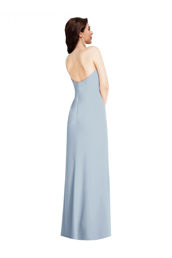 Sleeveless Strapless Stretch Crepe Light Sky Blue Long Formal Evening Gown / Prom Dress / Bridesmaid Dress Cardiff