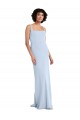 Sleeveless Square Neck Stretch Crepe Light Sky Blue Long Prom Dress / Bridesmaid Dress Cardiff