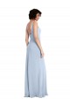 Sleeveless Square Neck Stretch Crepe Light Sky Blue Long Prom Dress / Bridesmaid Dress Cardiff