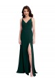 Sleeveless V-Neck Stretch Crepe Midnight Green Long Formal Evening Gown / Prom Dress / Bridesmaid Dress Cardiff