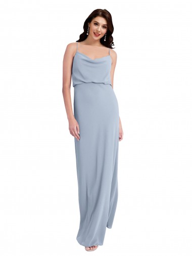 Sleeveless Cowl Neck Stretch Crepe Smoke Blue Long Formal Evening Gown / Prom Dress / Bridesmaid Dress Cardiff