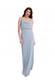 Sleeveless Cowl Neck Stretch Crepe Smoke Blue Long Formal Evening Gown / Prom Dress / Bridesmaid Dress Cardiff