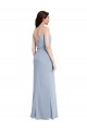 Sleeveless Cowl Neck Stretch Crepe Smoke Blue Long Formal Evening Gown / Prom Dress / Bridesmaid Dress Cardiff
