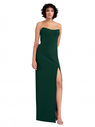 Sleeveless Strapless Stretch Crepe Midnight Green Long Formal Evening Gown / Prom Dress / Bridesmaid Dress Cardiff