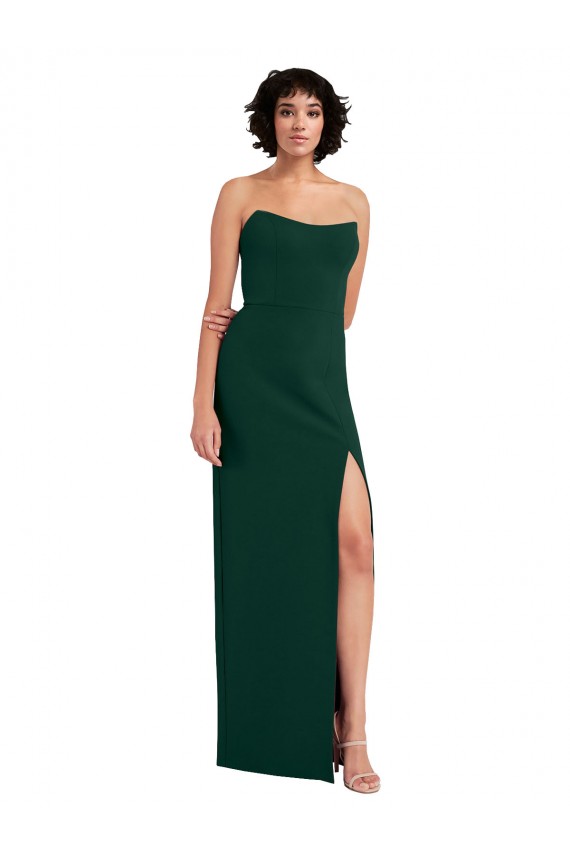 Sleeveless Strapless Stretch Crepe Midnight Green Long Formal Evening Gown / Prom Dress / Bridesmaid Dress Cardiff
