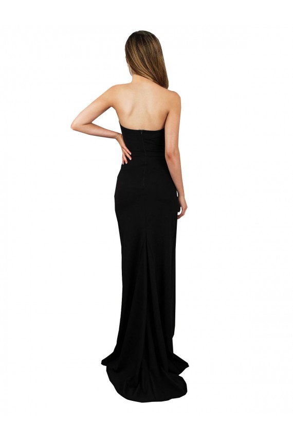 Sleeveless High Neck Stretch Crepe Black Long Formal Evening Gown / Prom Dress / Bridesmaid Dress Cardiff