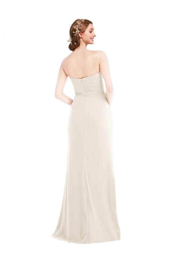 Sleeveless Strapless Stretch Crepe Ivory Long Semi Formal Evening Dress / Prom Dress / Bridesmaid Dress Cardiff