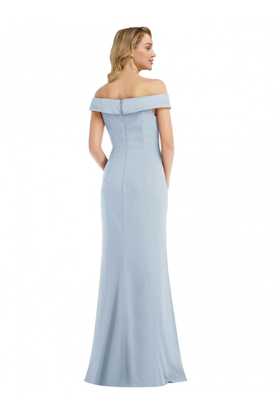Sleeveless Off the Shoulder Stretch Crepe Light Sky Blue Long Semi Formal Evening Dress / Prom Dress / Bridesmaid Dress Cardiff