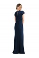 Cap Sleeves Off the Shoulder Stretch Crepe Dark Navy Long Formal Evening Gown / Prom Dress / Bridesmaid Dress Cardiff