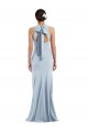 Sleeveless Jewel Neck Stretch Crepe Light Sky Blue Long Formal Evening Gown / Prom Dress / Bridesmaid Dress Cardiff