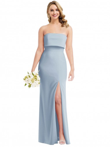 Sleeveless Strapless Stretch Crepe Light Sky Blue Long Semi Formal Evening Dress / Prom Dress / Bridesmaid Dress Cardiff