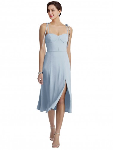 Sleeveless Sweetheart Stretch Crepe Light Sky Blue Midi Length Evening Gown / Prom Dress / Bridesmaid Dress Cardiff