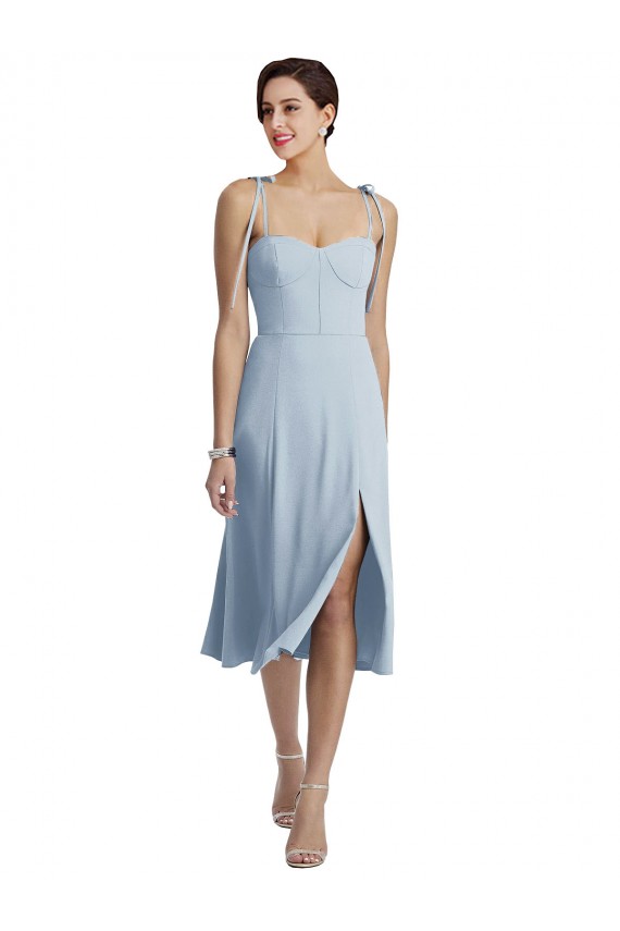 Sleeveless Sweetheart Stretch Crepe Light Sky Blue Midi Length Evening Gown / Prom Dress / Bridesmaid Dress Cardiff