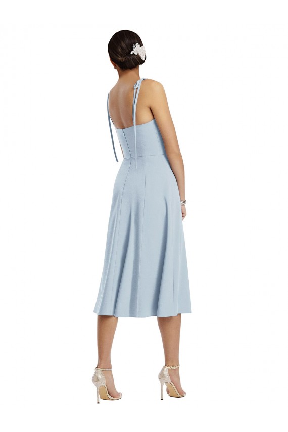 Sleeveless Sweetheart Stretch Crepe Light Sky Blue Midi Length Evening Gown / Prom Dress / Bridesmaid Dress Cardiff