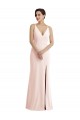 Sleeveless V-Neck Stretch Crepe Pink Long Formal Evening Gown / Prom Dress / Bridesmaid Dress Cardiff