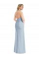 Sleeveless Halter Neck Stretch Crepe Light Sky Blue Long Bridesmaid Dress / Evening Dress Cardiff
