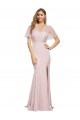 Short Sleeves Sweetheart Stretch Crepe & Tulle Mauve Long Formal Evening Gown / Prom Dress / Bridesmaid Dress Cardiff