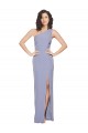 Sleeveless One Shoulder Stretch Crepe Smoke Blue Long Formal Evening Gown / Prom Dress / Bridesmaid Dress Cardiff