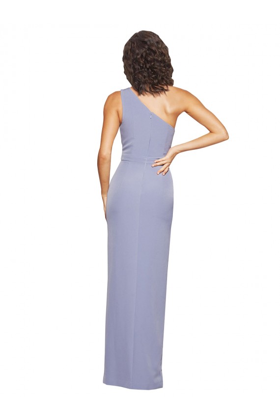 Sleeveless One Shoulder Stretch Crepe Smoke Blue Long Formal Evening Gown / Prom Dress / Bridesmaid Dress Cardiff