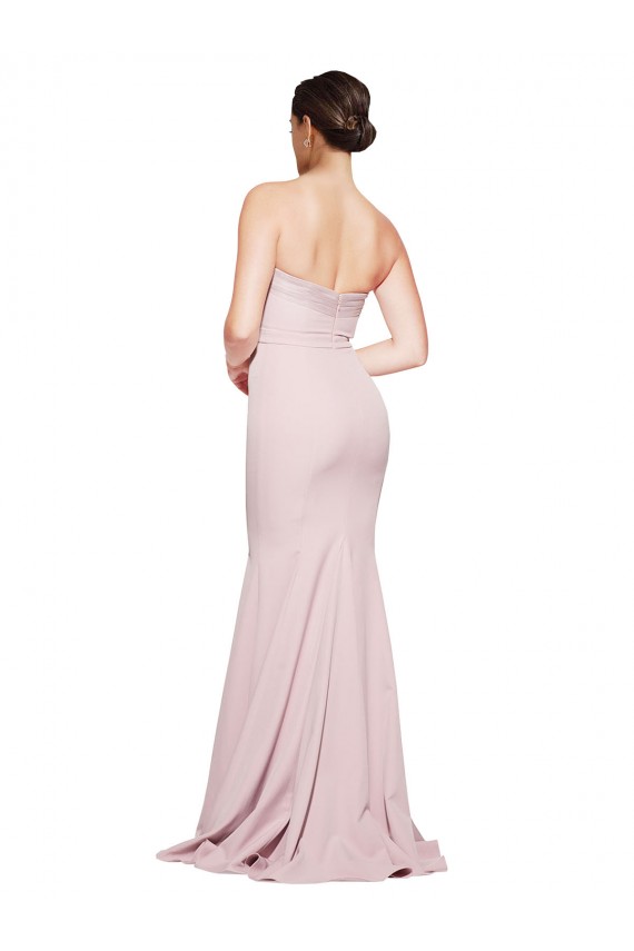 Sleeveless Strapless Stretch Crepe Mauve Sweep Train Formal Evening Gown / Prom Dress / Bridesmaid Dress Cardiff