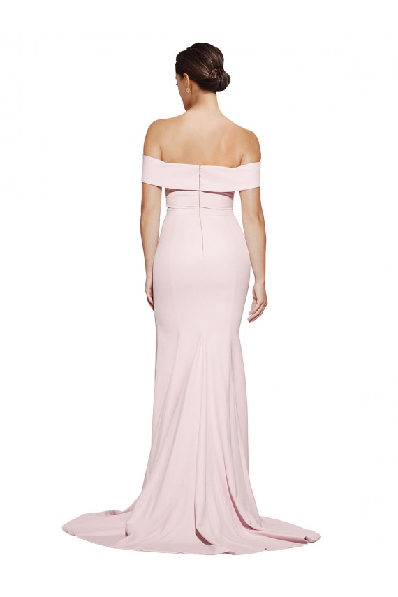 Sleeveless Square Neck Stretch Crepe Pink Sweep Train Formal Evening Gown / Prom Dress / Bridesmaid Dress Cardiff