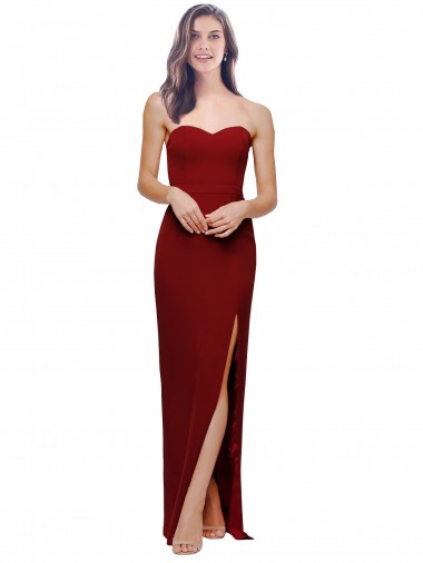 Sleeveless Sweetheart Stretch Crepe Burgundy Long Bridesmaid Dress / Evening Dress Cardiff