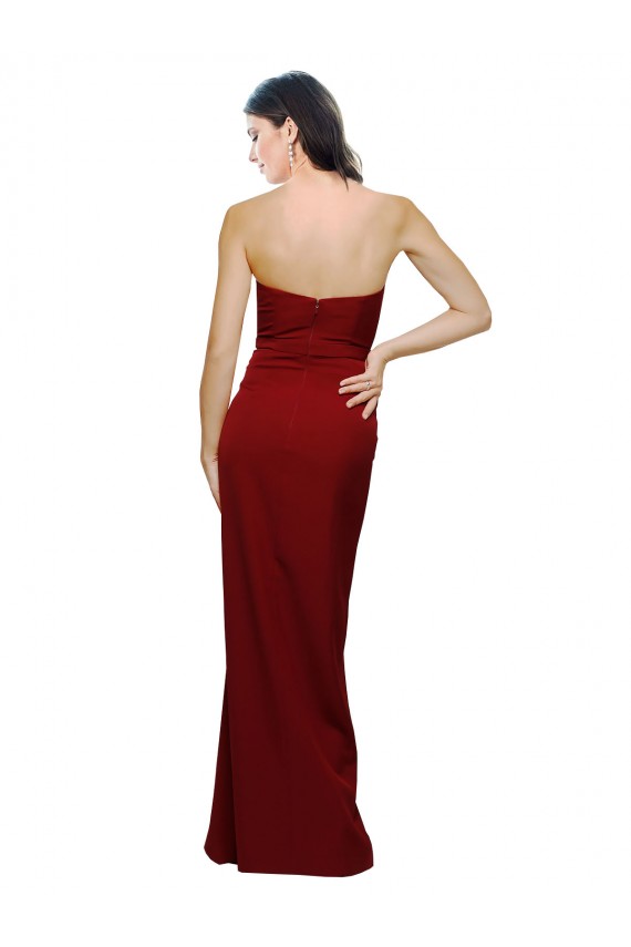 Sleeveless Sweetheart Stretch Crepe Burgundy Long Bridesmaid Dress / Evening Dress Cardiff