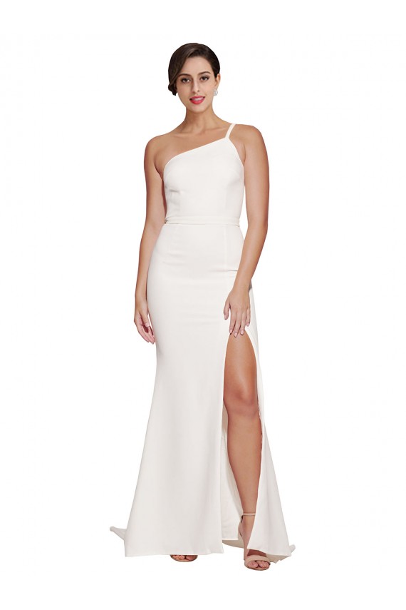 Sleeveless Strapless Stretch Crepe Ivory Sweep Train Semi Formal Evening Dress / Prom Dress / Bridesmaid Dress Cardiff