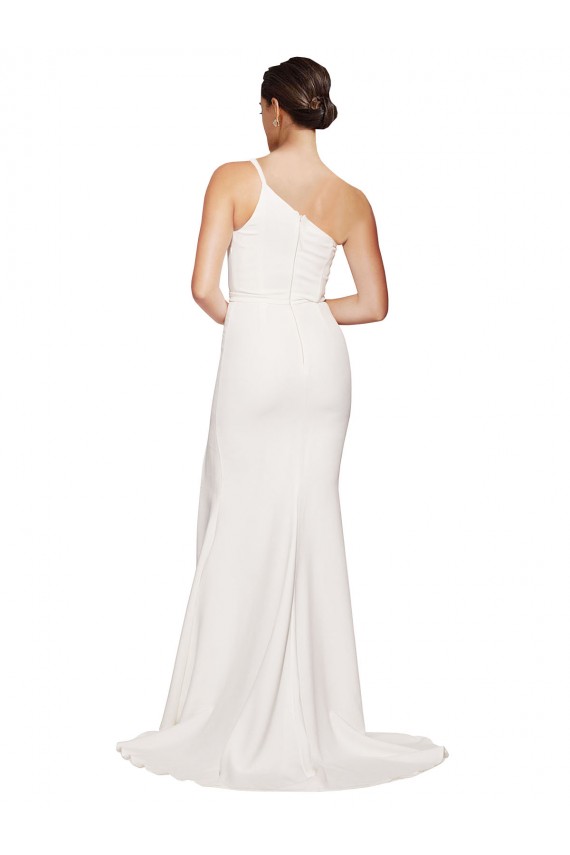 Sleeveless Strapless Stretch Crepe Ivory Sweep Train Semi Formal Evening Dress / Prom Dress / Bridesmaid Dress Cardiff