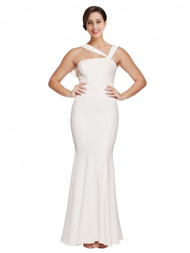 Sleeveless Square Neck Stretch Crepe Ivory Long Formal Evening Gown / Prom Dress / Bridesmaid Dress Cardiff