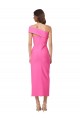 Sleeveless One Shoulder Stretch Crepe Fuchsia Midi Length Formal Evening Gown / Prom Dress / Bridesmaid Dress Cardiff