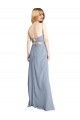 Sleeveless Square Neck Stretch Crepe Smoke Blue Long Prom Dress / Bridesmaid Dress Cardiff