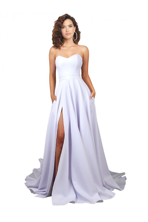 Sleeveless Sweetheart Stretch Crepe White Long Beach Wedding Dress Cardiff