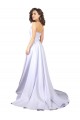 Sleeveless Sweetheart Stretch Crepe White Long Beach Wedding Dress Cardiff