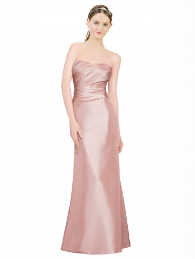 Sleeveless Strapless Stretch Satin Long Formal Evening Gown / Prom Dress / Bridesmaid Dress Cardiff